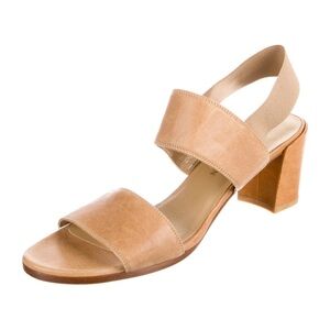 Stuart Weitzman Nude Tan Leather Block Heel Slingback
